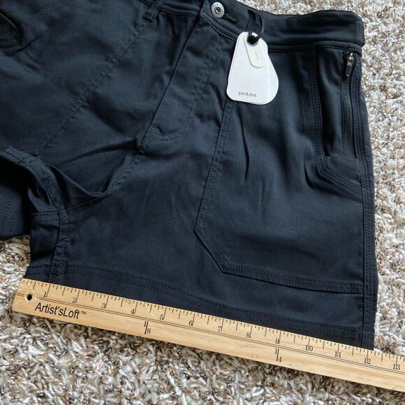 Prana Stretch Zion Cargo 3" Short Women's 8 Black Standard Fit High Rise Stretch - Picture 12 of 13